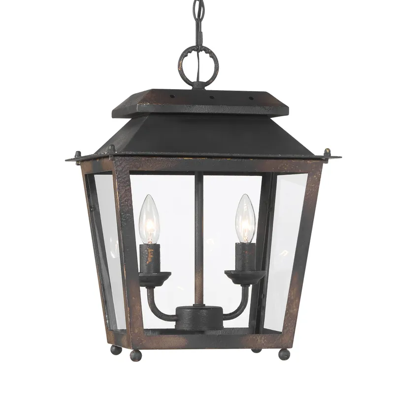Golden Lighting Abingdon 2-light Pendant in Antique Black Iron — Golden Lighting LED Pendant Lights  