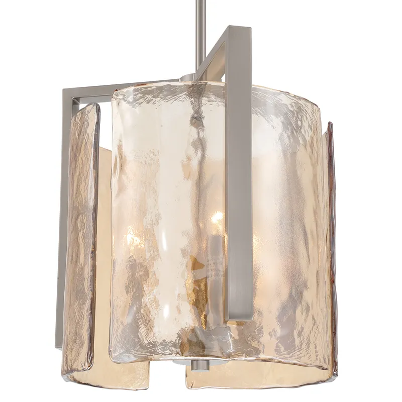 Aenon 3-light Pendant in Pewter with Amber Water Glass — Golden Lighting LED Pendant Lights  