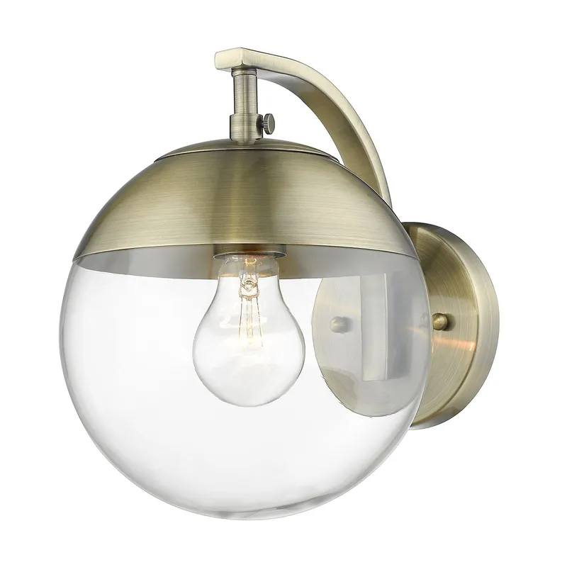 Golden Lighting Dixon 1-light Wall Sconce in Aged Brass and Clear Glass — Golden Lighting LED Wall Lights 1.0W 