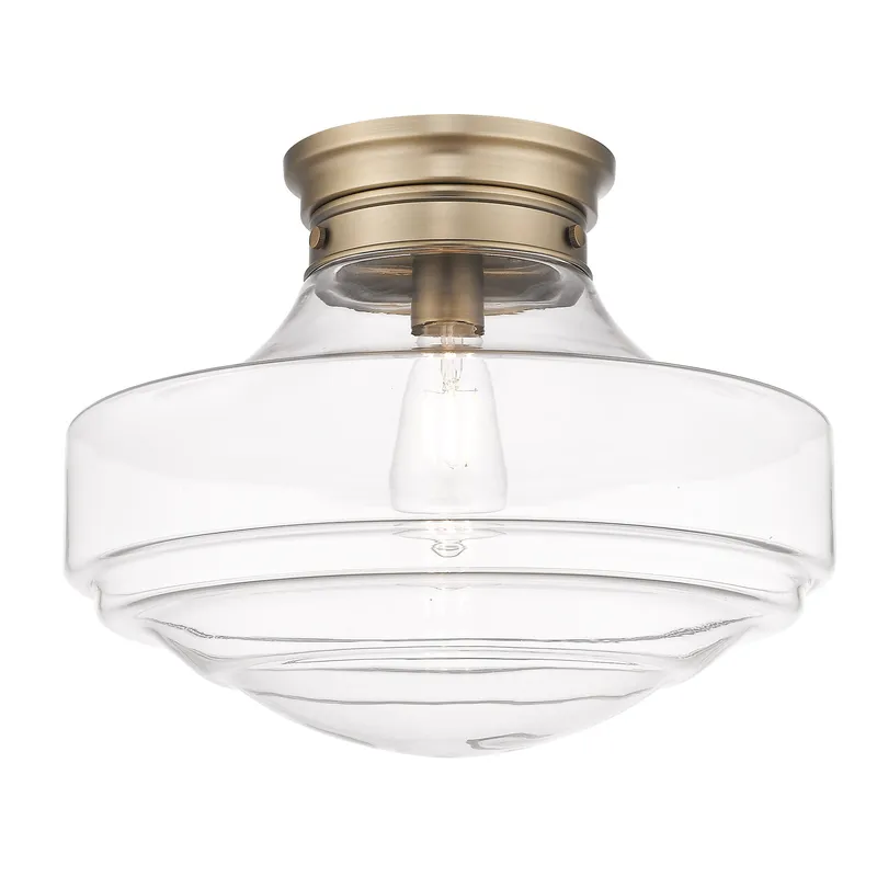 Golden Lighting Ingalls 1-light 16in Semi-Flush Mount in Modern Brass and Clear Glass — Golden Lighting LED Ceiling Lights  