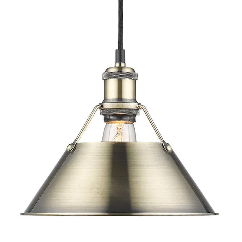 Yep by Golden Lighting Orwell 1-light 14in Pendant in Aged Brass — Golden Lighting LED Pendant Lights  