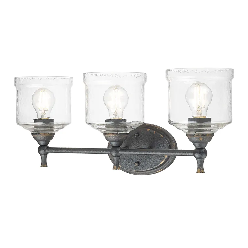 Golden Lighting Keating 3-light Vanity in Antique Black Iron — Golden Lighting LED Wall Lights 100.0W 