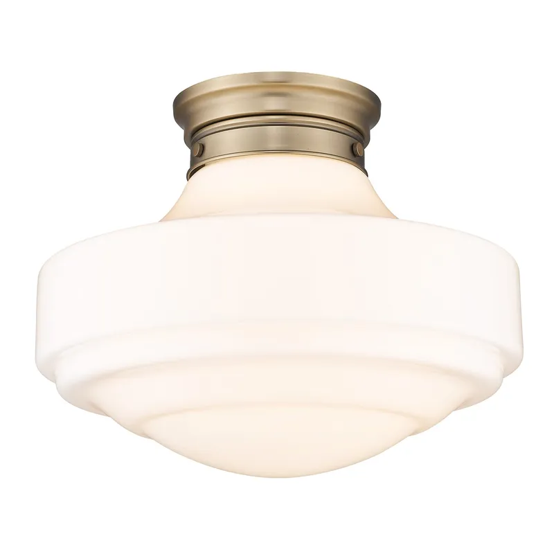 Golden Lighting Ingalls 1-light 16in Semi-Flush Mount in Modern Brass and Vintage Milk Glass — Golden Lighting LED Ceiling Lights  
