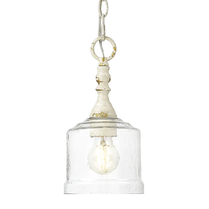 Golden Lighting Keating 1-light Pendant in Antique Ivory and Hammered Water Glass — Golden Lighting LED Pendant Lights  