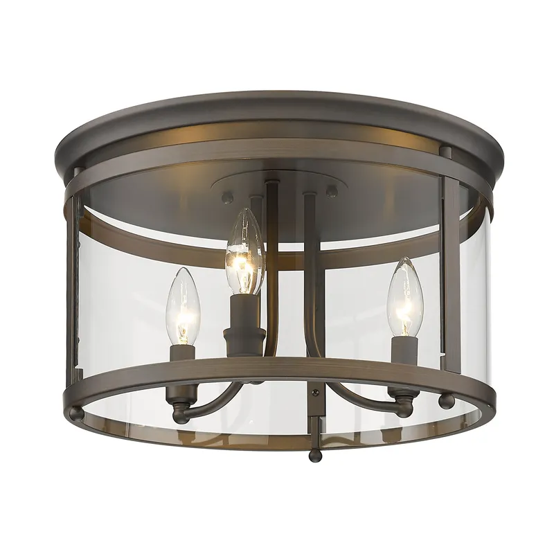 Golden Lighting Payton 3-light Flush Mount in Rubbed Bronze — Golden Lighting LED Ceiling Lights  