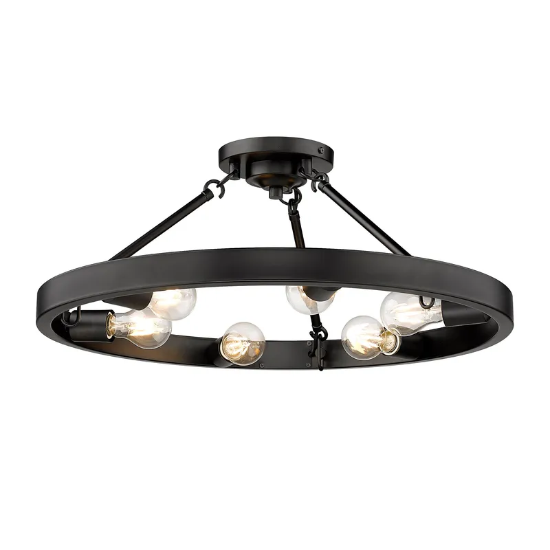 Golden Lighting Castile 6-light Semi-Flush Mount in Matte Black — Golden Lighting LED Pendant Lights  