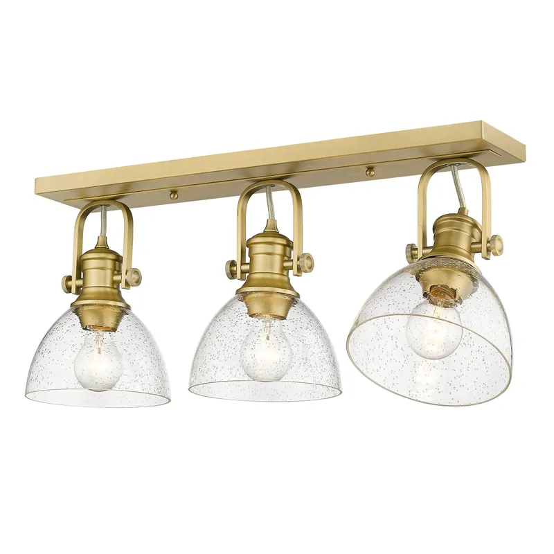 Yep by Golden Lighting Hines 3-light Semi-Flush Mount in Brushed Champagne Brass — Golden Lighting LED Ceiling Lights  