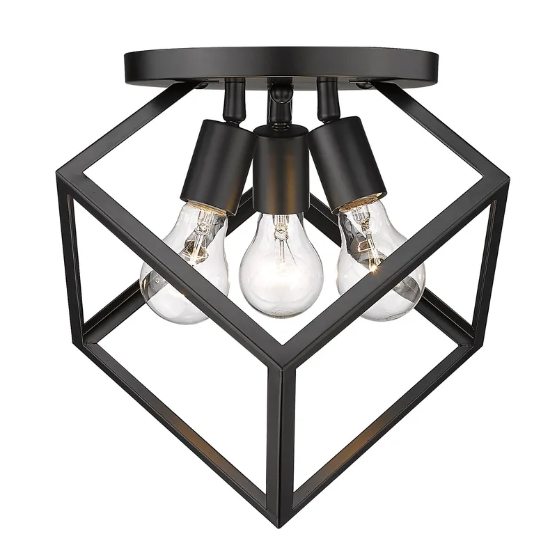 Golden Lighting Cassio 3-light Semi-Flush Mount in Matte Black — Golden Lighting LED Ceiling Lights  
