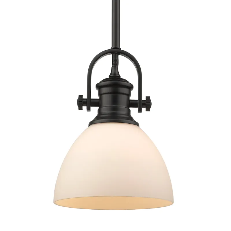 Yep by Golden Lighting Hines 1-light 7in Pendant in Matte Black and Opal Glass — Golden Lighting LED Pendant Lights  
