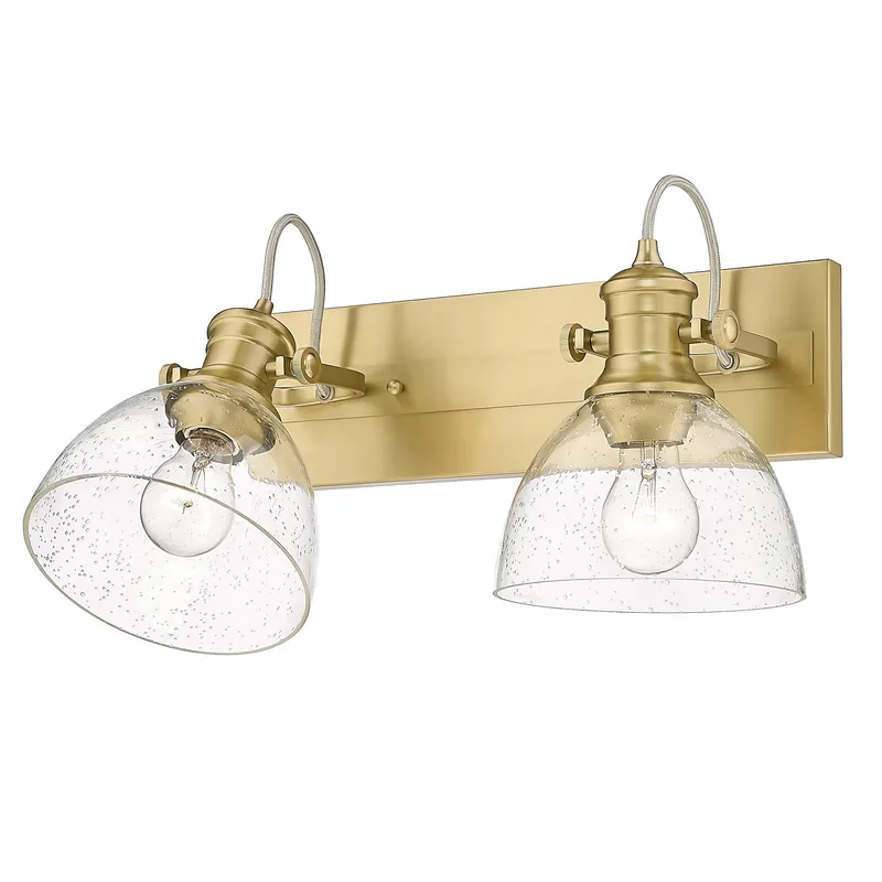 Yep by Golden Lighting Hines 2-light Vanity in Brushed Champagne Brass and Seeded Glass — Golden Lighting LED Wall Lights 60.0W 