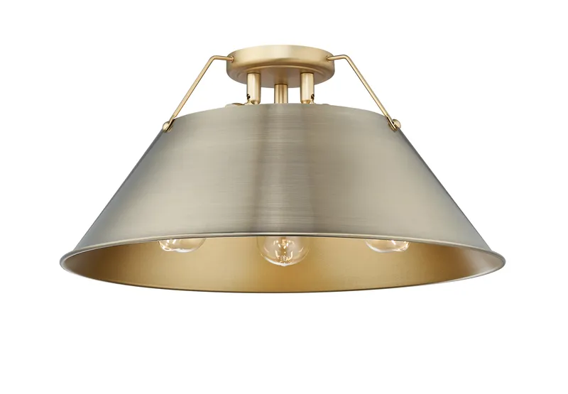 Yep by Golden Lighting Orwell 3-light Flush Mount in Brushed Champagne Brass and Aged Brass shade — Golden Lighting LED Ceiling Lights 60.0W 