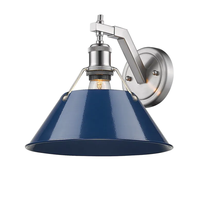 Yep by Golden Lighting Orwell 1-light Wall Sconce in Pewter and Navy Blue shade — Golden Lighting LED Wall Lights 1.0W 
