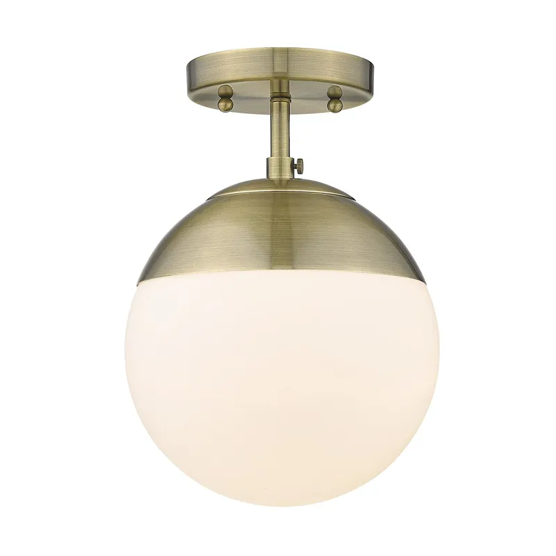 Golden Lighting Dixon 1-light Semi-Flush Mount in Aged Brass and Aged Brass shade — Golden Lighting LED Ceiling Lights  