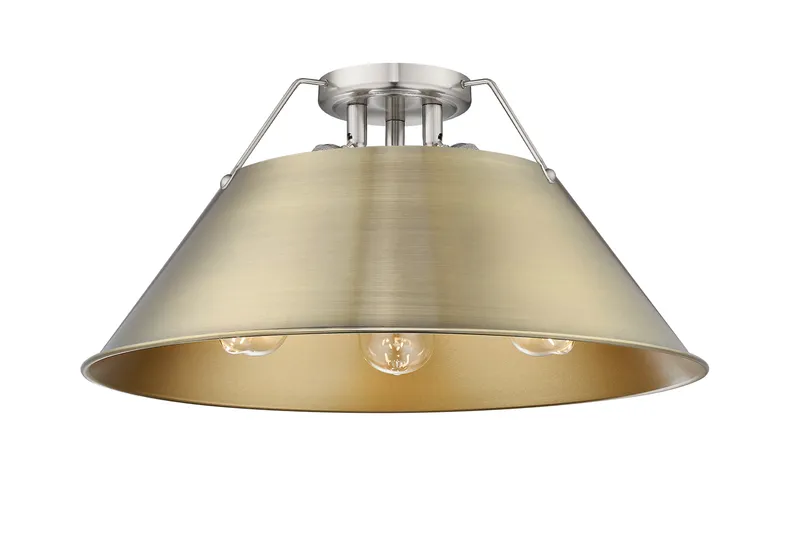 Yep by Golden Lighting Orwell 3-light Flush Mount in Pewter and Aged Brass shade — Golden Lighting LED Ceiling Lights 60.0W 
