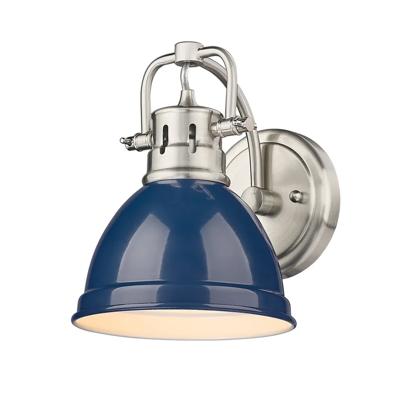 Yep by Golden Lighting Duncan 1-light Vanity in Pewter and Navy Blue shade — Golden Lighting LED Wall Lights  