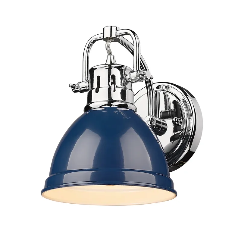 Yep by Golden Lighting Duncan 1-light Vanity in Chrome and Navy Blue shade — Golden Lighting LED Wall Lights  