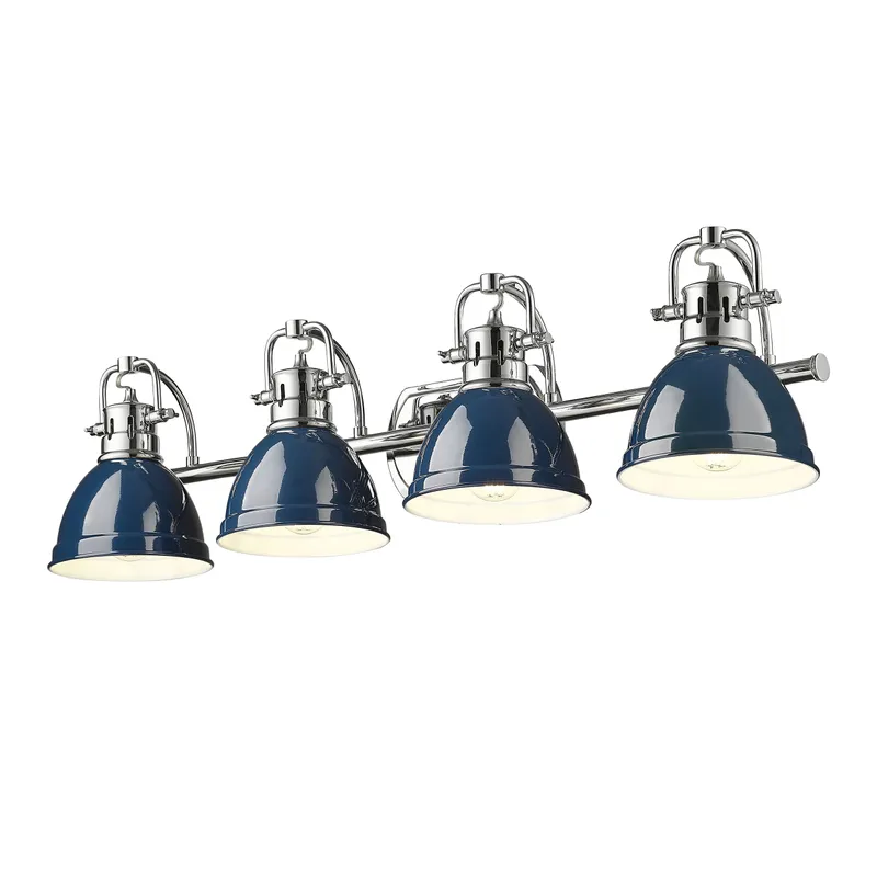 Yep by Golden Lighting Duncan 4-light Vanity in Chrome and Navy Blue shade — Golden Lighting LED Wall Lights  