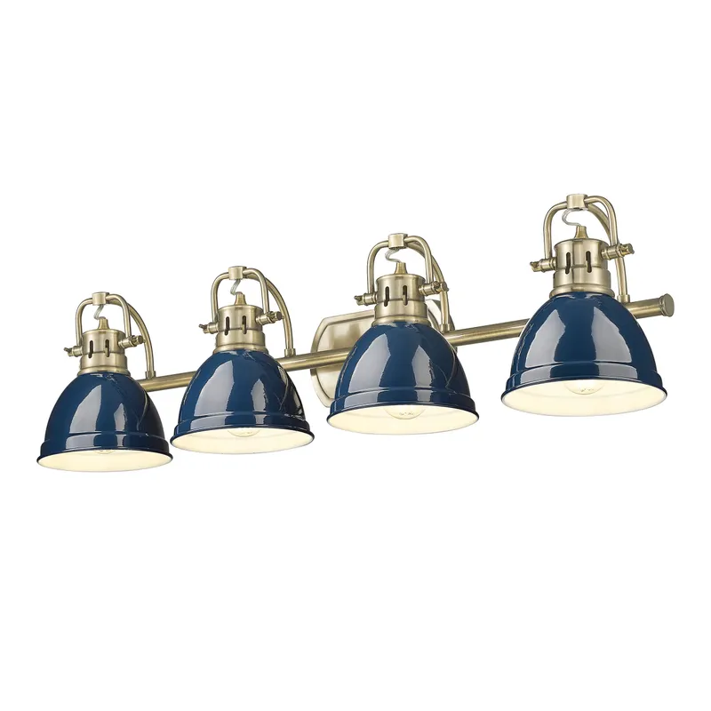 Yep by Golden Lighting Duncan 4-light Vanity in Aged Brass and Navy Blue shade — Golden Lighting LED Wall Lights 100.0W 