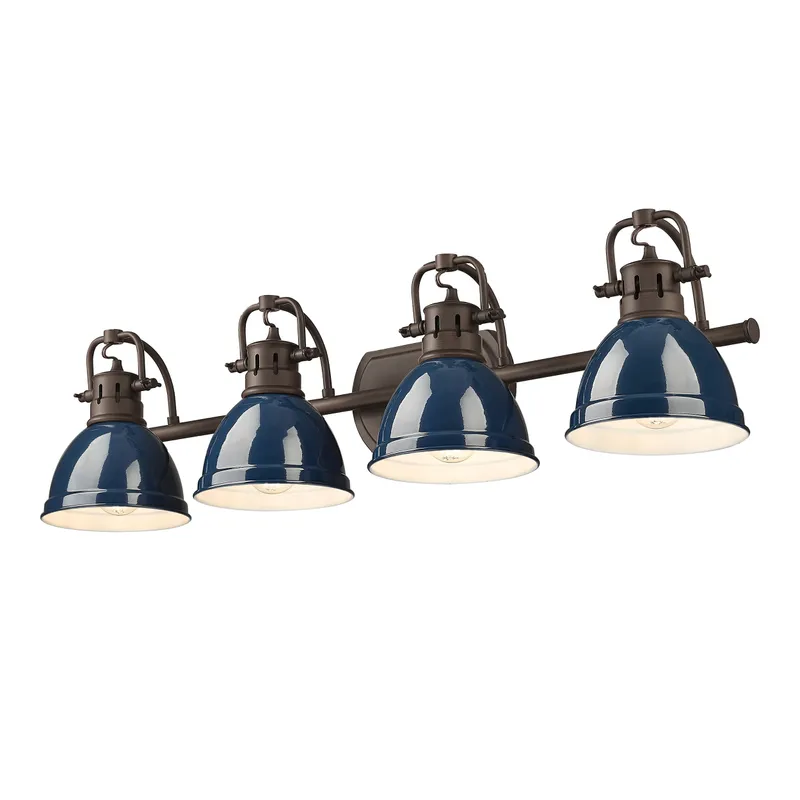 Yep by Golden Lighting Duncan 4-light Vanity in Rubbed Bronze and Navy Blue shade — Golden Lighting LED Wall Lights 100.0W 