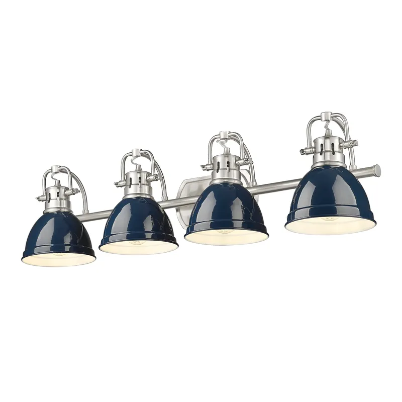 Yep by Golden Lighting Duncan 4-light Vanity in Pewter and Navy Blue shade — Golden Lighting LED Wall Lights 100.0W 