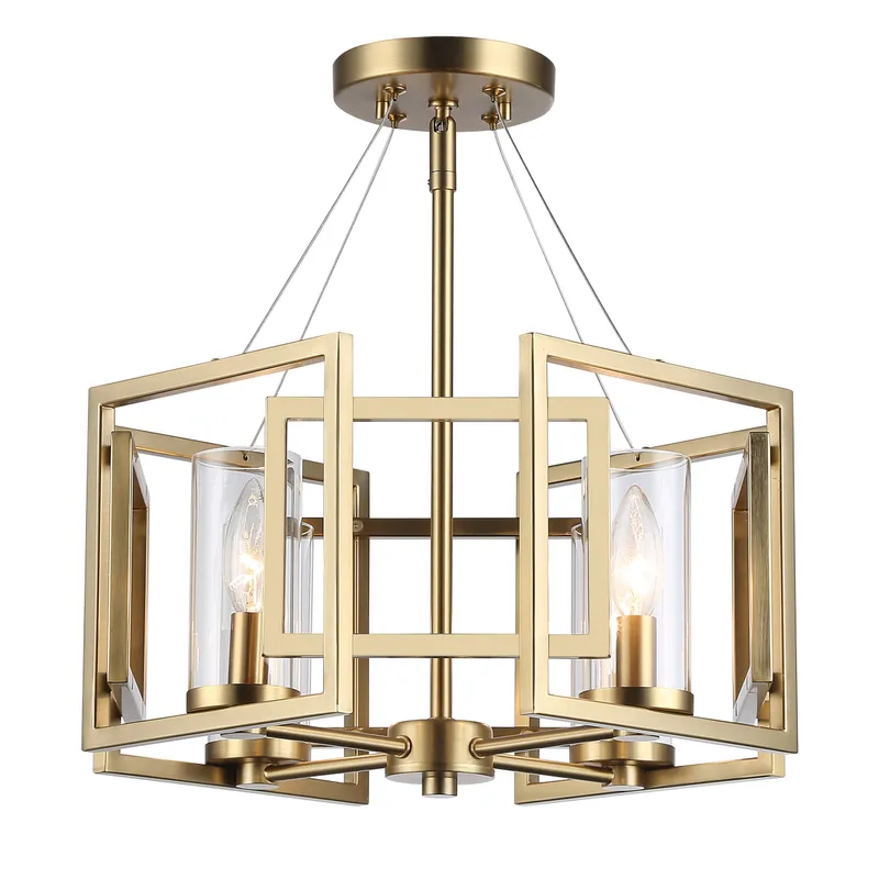 Golden Lighting Marco 4-light Semi-Flush Mount in Brushed Champagne Brass — Golden Lighting LED Pendant Lights  