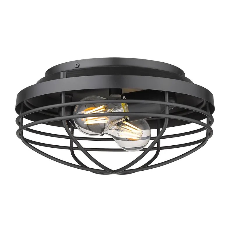 Golden Lighting Seaport 2-light Flush Mount in Matte Black — Golden Lighting LED Ceiling Lights  