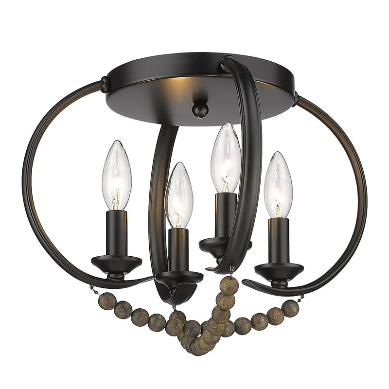 Golden Lighting Flori 4-light Flush Mount in Matte Black — Golden Lighting LED Ceiling Lights 60.0W 