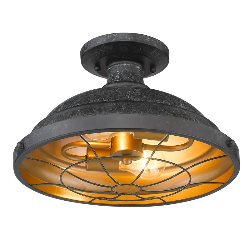 Golden Lighting Bartlett 2-light Semi-Flush Mount in Black Patina — Golden Lighting LED Ceiling Lights  