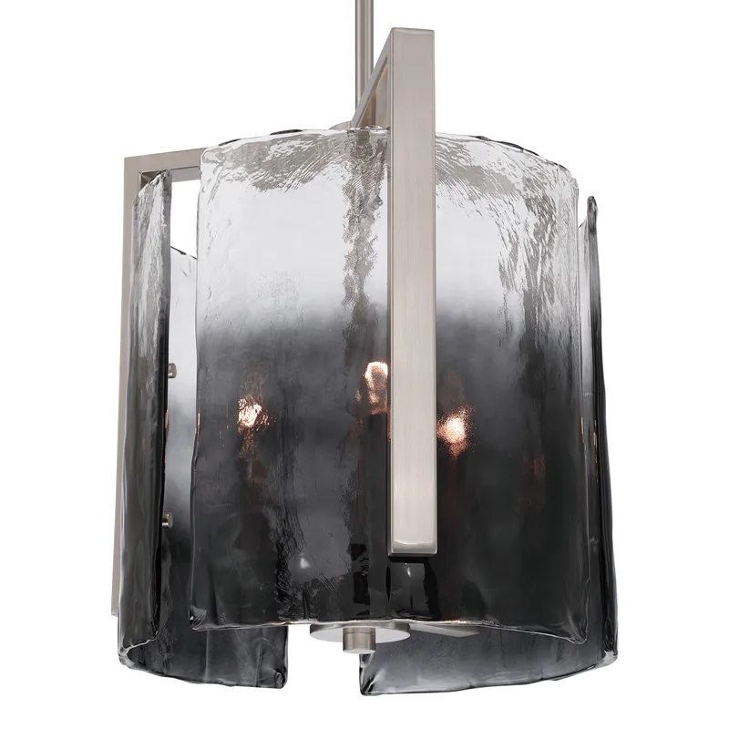 Aenon 3-light Pendant in Pewter with Smokey Water Glass — Golden Lighting LED Pendant Lights  