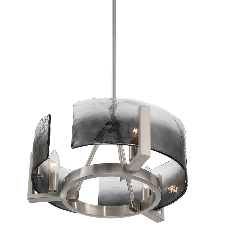 Aenon 3-light Chandelier in Pewter with Smokey Water Glass — Golden Lighting LED Pendant Lights  