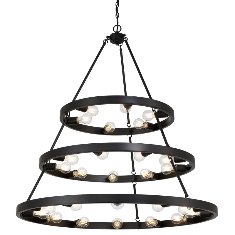 Golden Lighting Castile 27-light 2-tier Chandelier (6+9+12) in Matte Black — Golden Lighting LED Pendant Lights 60.0W 