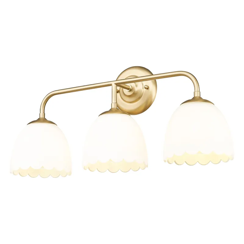 Dorinda 3-Light Vanity Light in Brushed Champagne Bronze with Opal Glass — Golden Lighting LED Wall Lights 100.0W 