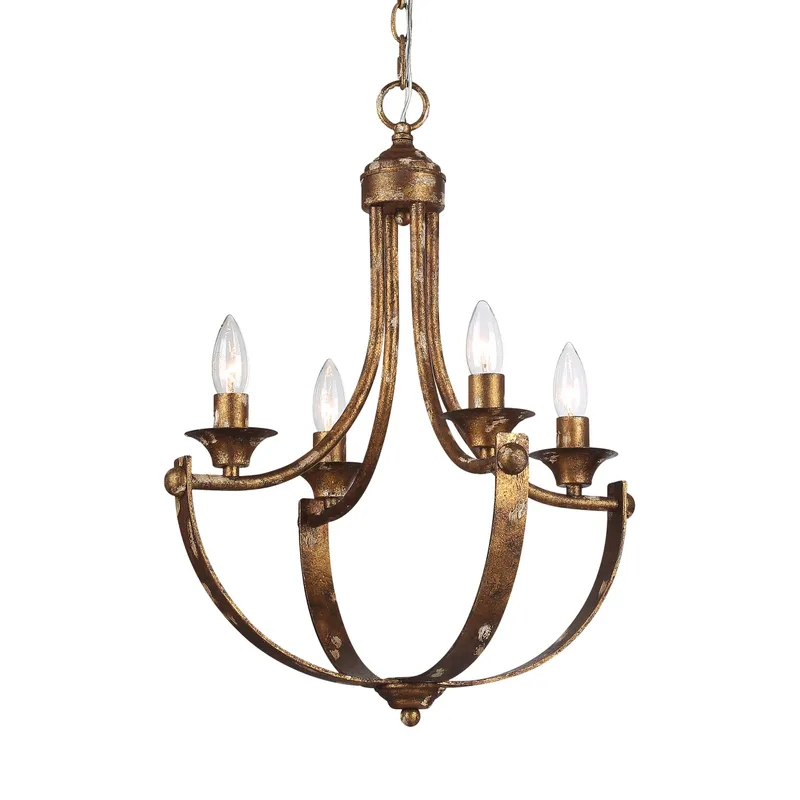 Victoria 4-light Chandelier in Heirloom Gold — Golden Lighting LED Pendant Lights  