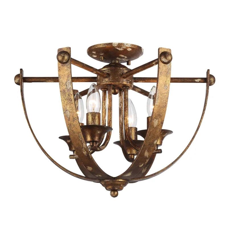 Victoria 4-light Semi-Flush Mount in Heirloom Gold — Golden Lighting LED Ceiling Lights  