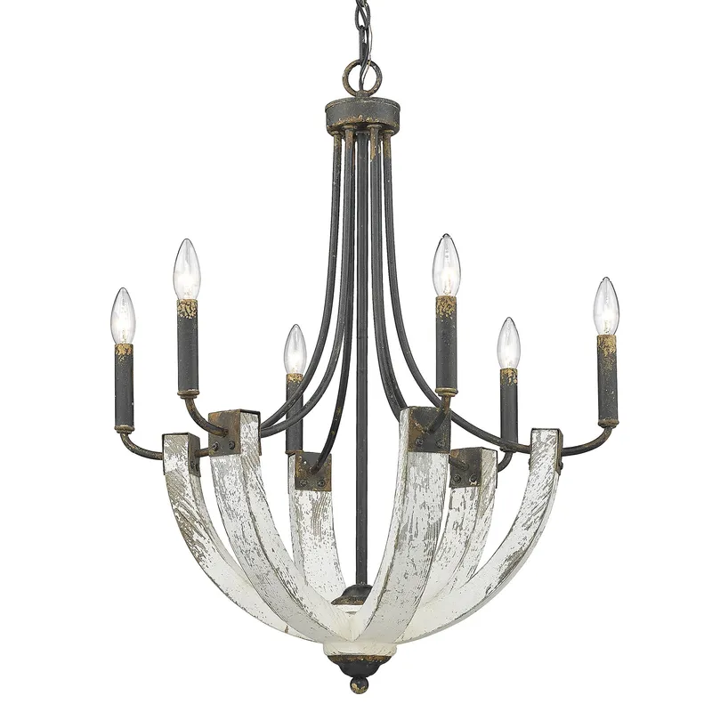 Elwood 6-light Chandelier in Antique Black Iron — Golden Lighting LED Pendant Lights  
