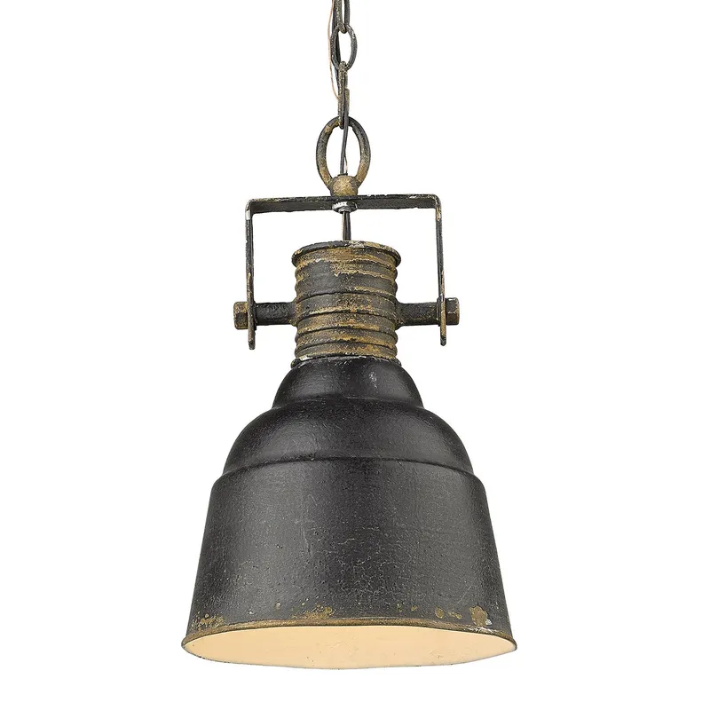 Quarry 1-light Pendant in Antique Black Iron — Golden Lighting LED Pendant Lights  