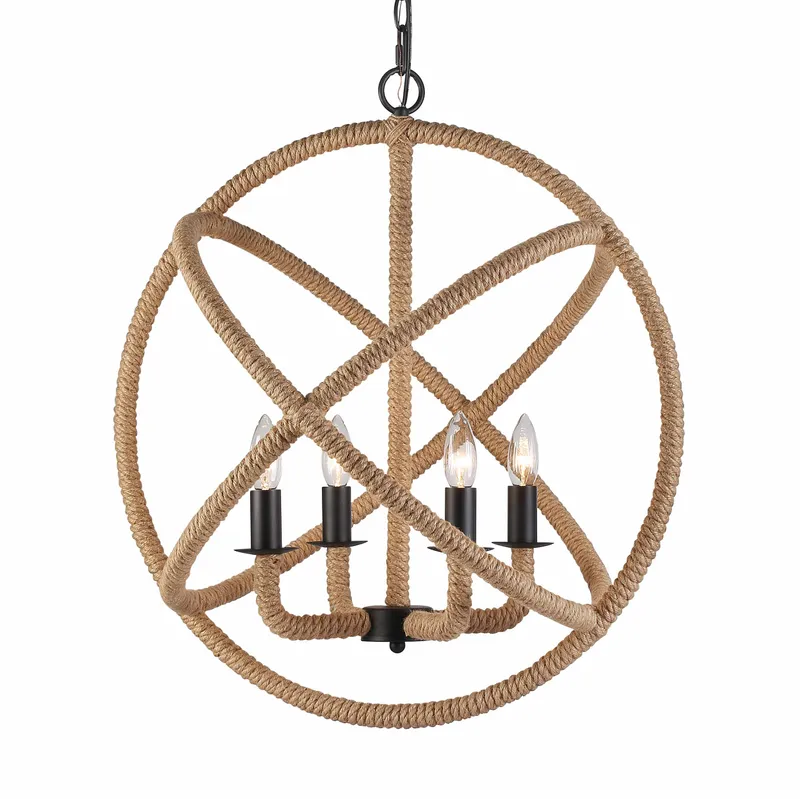 Marina 4-light Chandelier in Natural Black — Golden Lighting LED Pendant Lights  