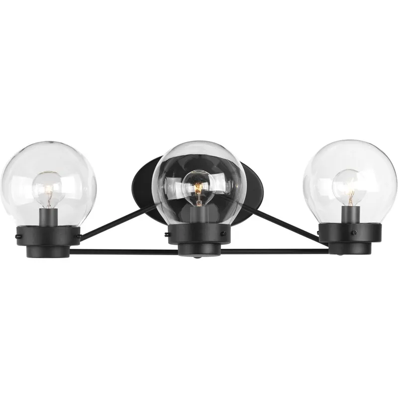 Spatial Collection Three-Light Clear Glass Bath Vanity Light — Progress Lighting LED Wall Lights  