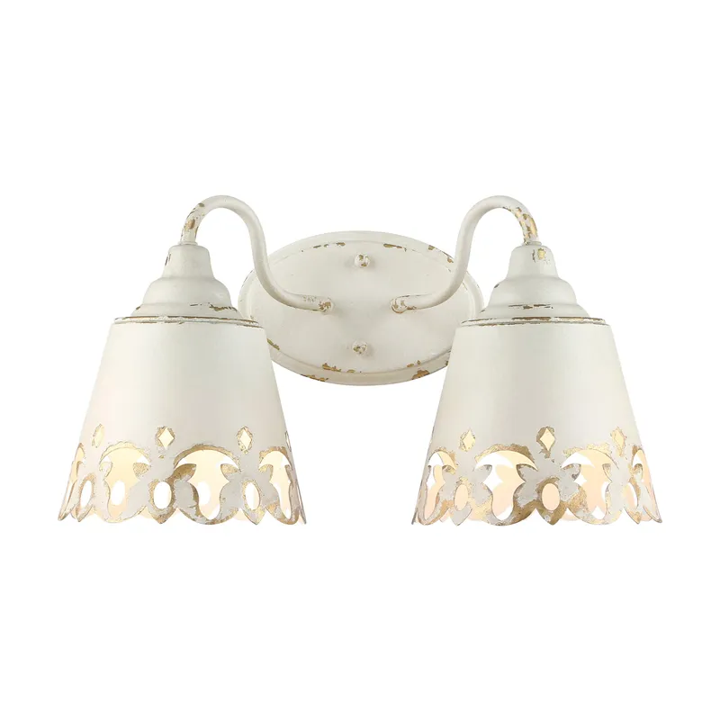 Eloise 2-light Vanity in Antique Ivory — Golden Lighting LED Wall Lights  