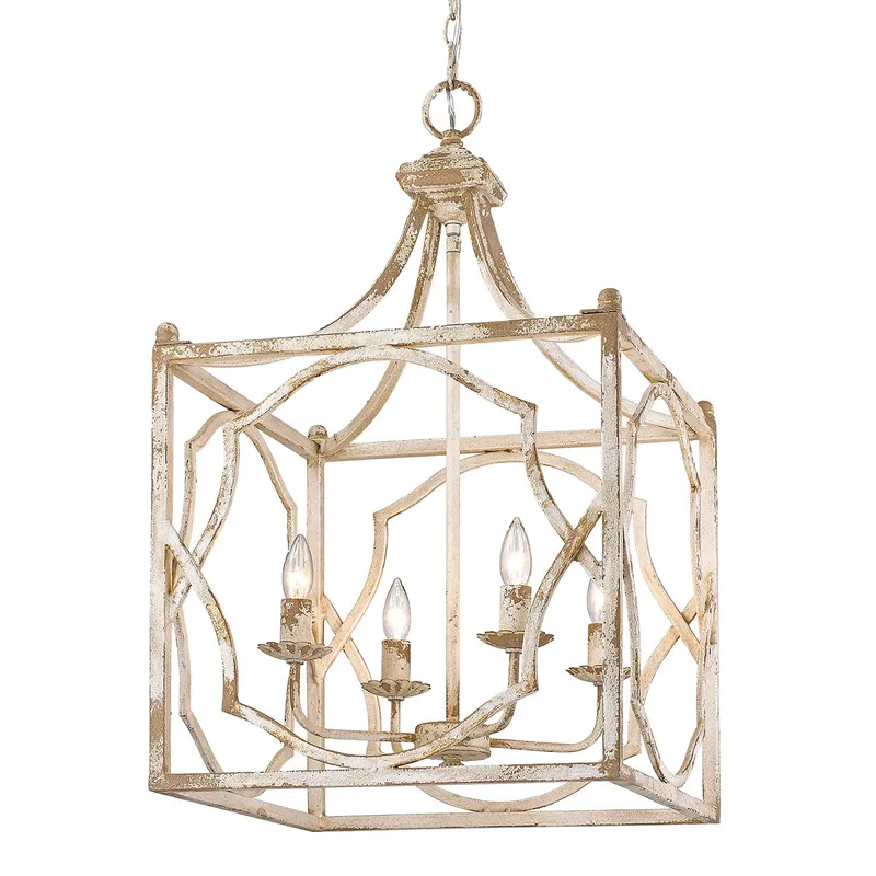 Laurent 4-light Pendant in Antique Ivory — Golden Lighting LED Pendant Lights  