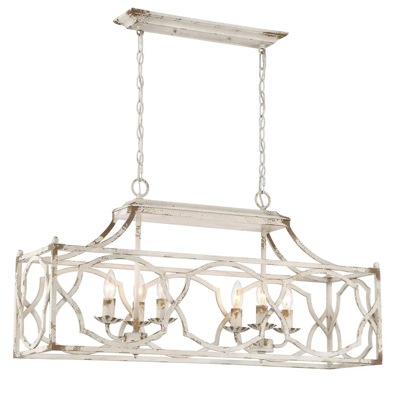 Laurent 6-light Island Light in Antique Ivory — Golden Lighting LED Pendant Lights  