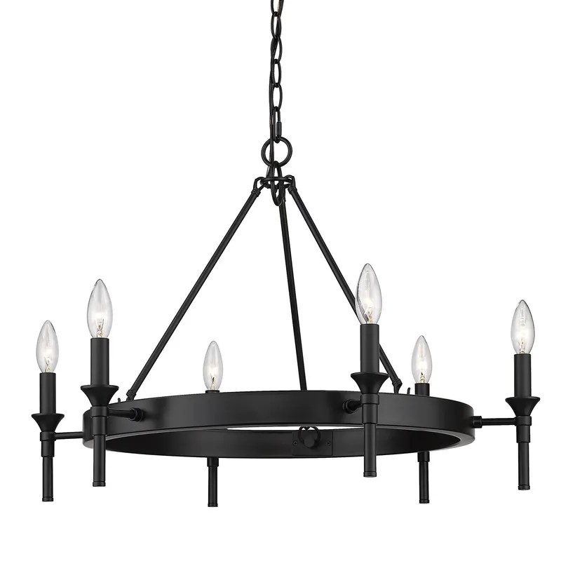 Edinburgh 6-light Chandelier in Matte Black — Golden Lighting LED Pendant Lights  