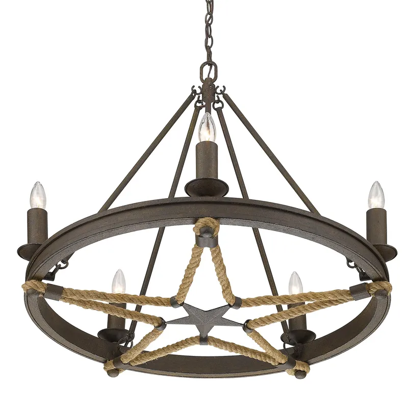 Stokes 5-light Chandelier in Dark Rust — Golden Lighting LED Pendant Lights  
