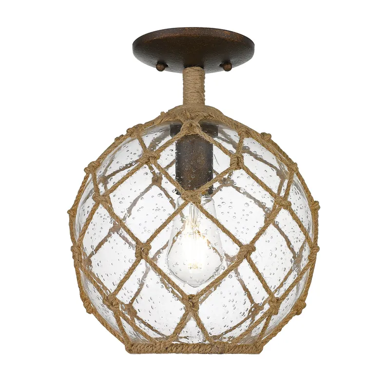 Haddoc 1-light Semi-Flush Mount in Burnished Chestnut — Golden Lighting LED Ceiling Lights  