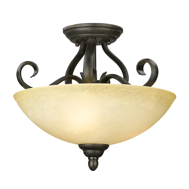 Riverton 3-light Semi-Flush Mount in Peppercorn — Golden Lighting LED Ceiling Lights  