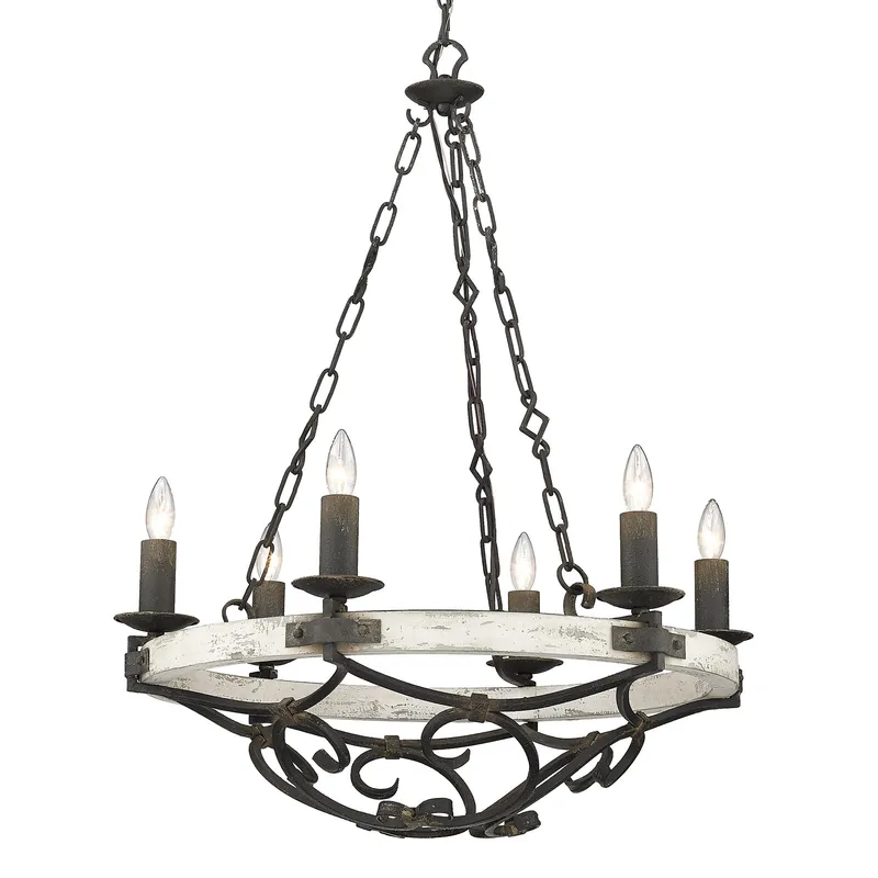 Madera 6-light Chandelier in Antique Black Iron — Golden Lighting LED Pendant Lights  