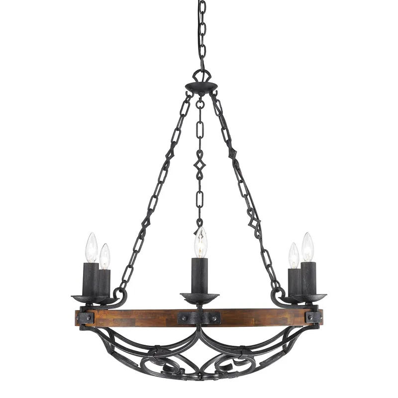 Madera 6-light Chandelier in Black Iron — Golden Lighting LED Pendant Lights  