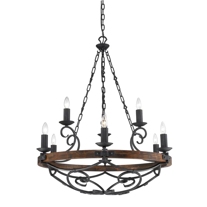 Madera 9-light Chandelier in Black Iron — Golden Lighting LED Pendant Lights  