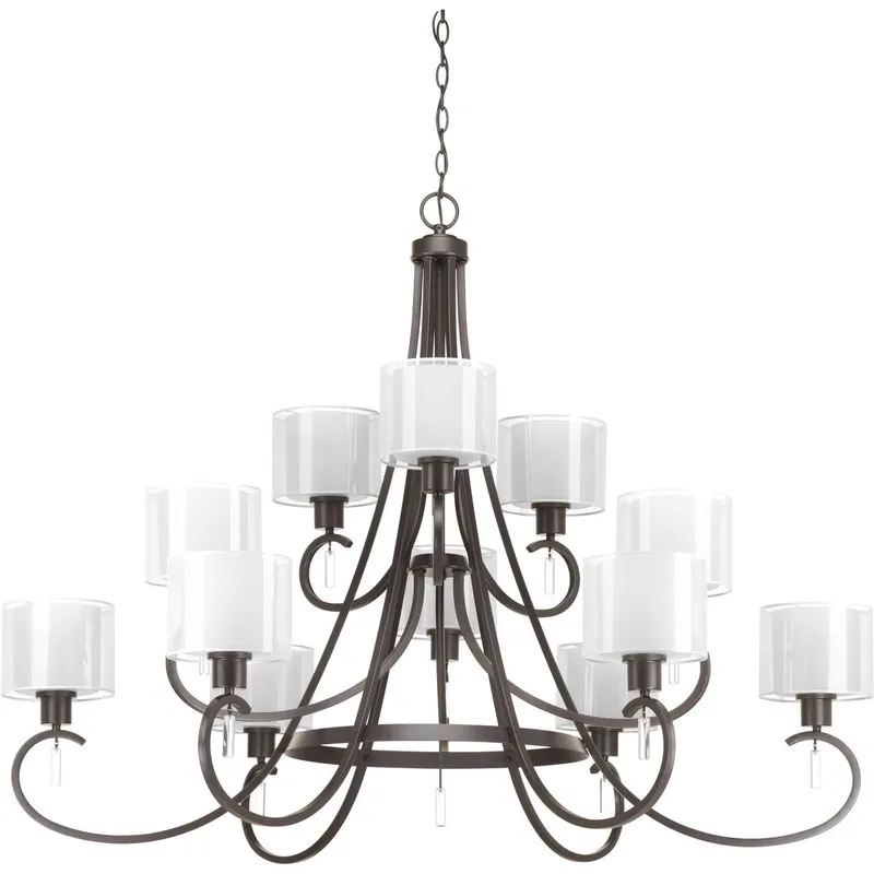 Invite Collection Twelve-Light Silk Mylar Shade Chandelier Light — Progress Lighting LED Landscape Lights  