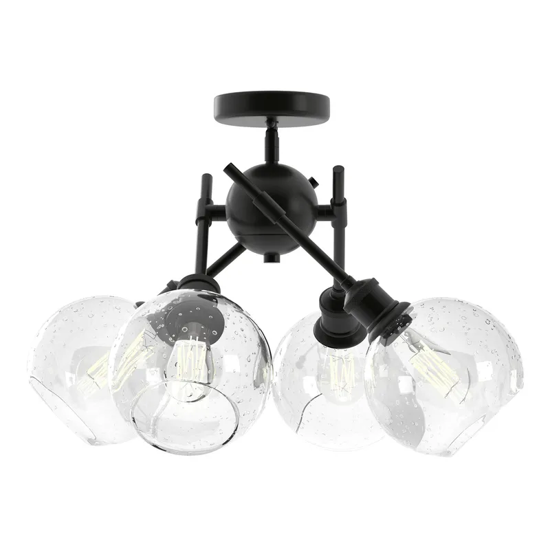 Axel 1-light Wall Sconce in Matte Black and Globe Seeded Glass — Golden Lighting LED Wall Lights  